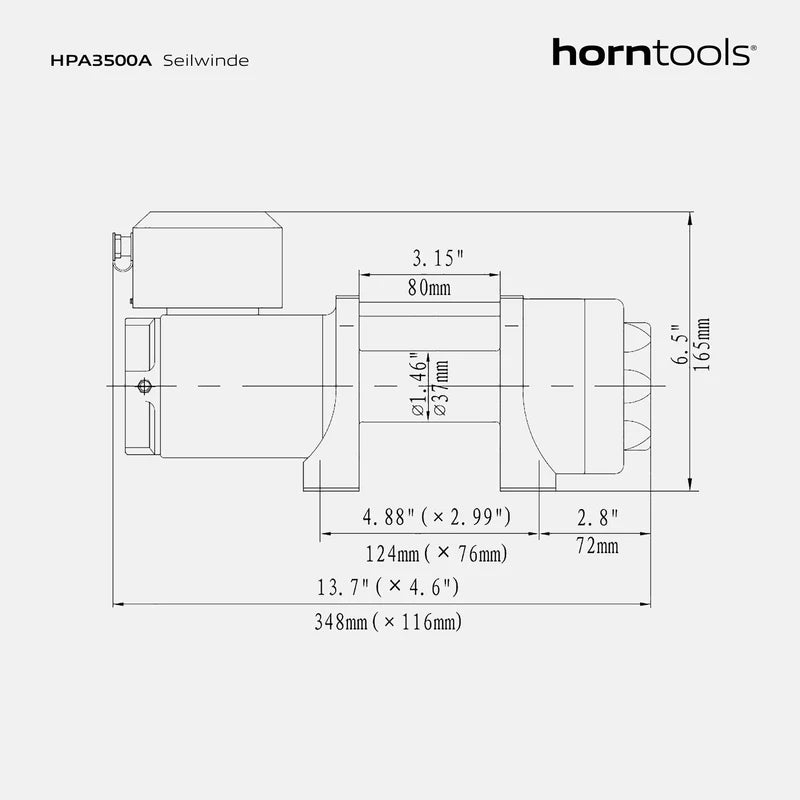 horntools Mobiles Seilwindensystem mit 1,6 Tonnen und 22m Kunststoffseil