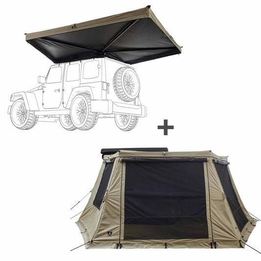 Vickywood - 270° Markise LIGHT LEAF 200 cm mit Seitenwänden