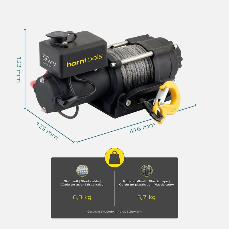 horntools Elektrische Seilwinde Gamma 1,6 Tonnen ATV