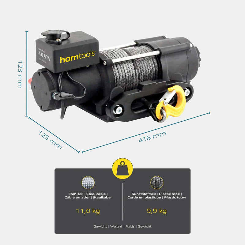 horntools Elektrische Seilwinde Gamma 2,0 Tonnen ATV