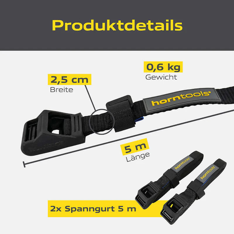 horntools Spanngurt 5 m (450 kg Nutzlast) mit Kuntstoffschutz