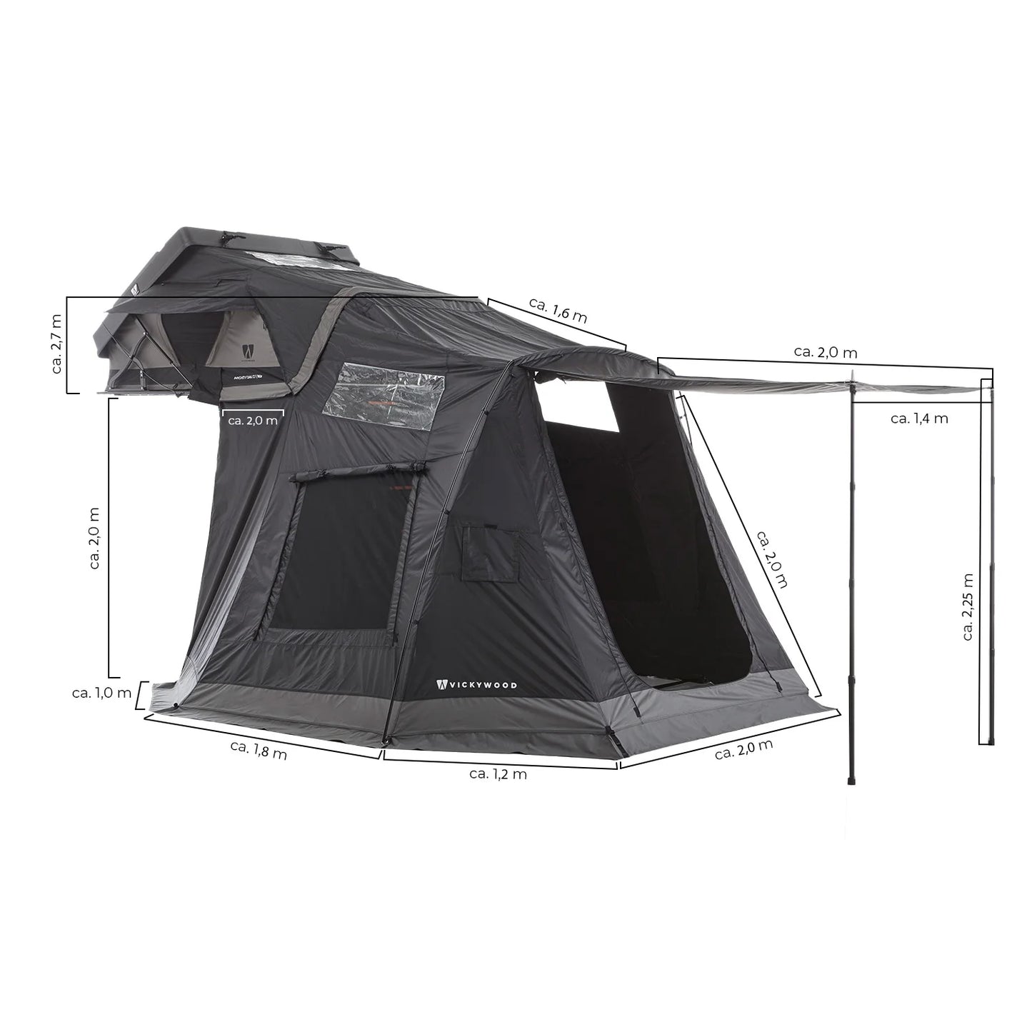 Vickywood MIGHTY OAK LIGHT 165 + Vorzelt grau