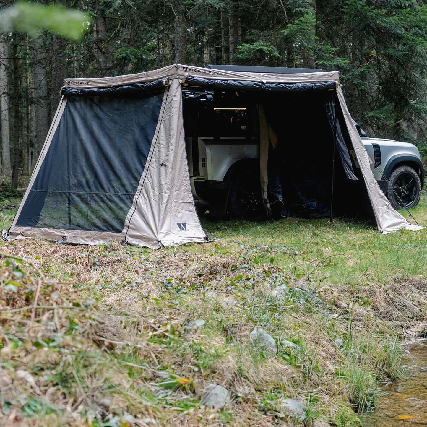 Vickywood Seitenwände für 270° Markise LIGHT LEAF 200 cm sand